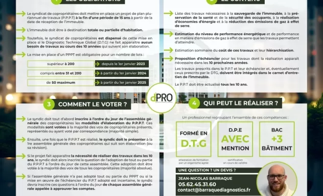 Projet de plan pluriannuel de travaux (PPPT) à Pau, Tarbes, Barraque Diagnostics