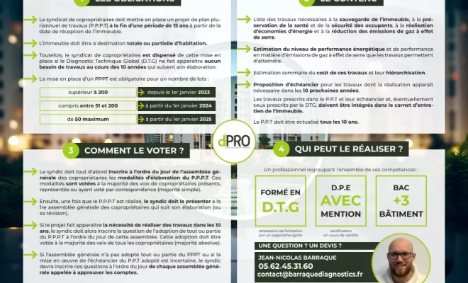 Projet de plan pluriannuel de travaux (PPPT) à Lannemezan, Tarbes, Barraque Diagnostics